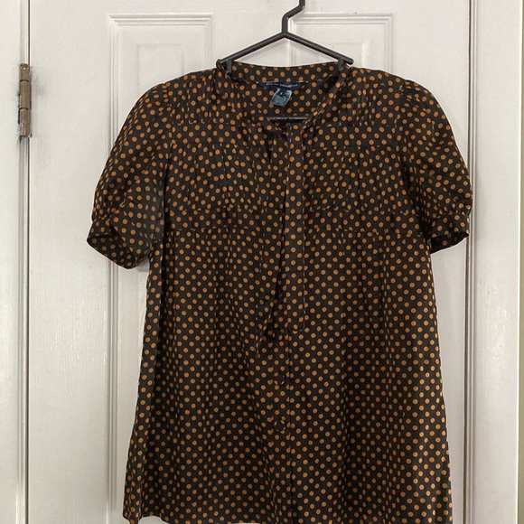 FRENCH CONNECTION POLKA DOT SILK/COTTON BLOUSE SIZE 4 - Picture 4 of 6